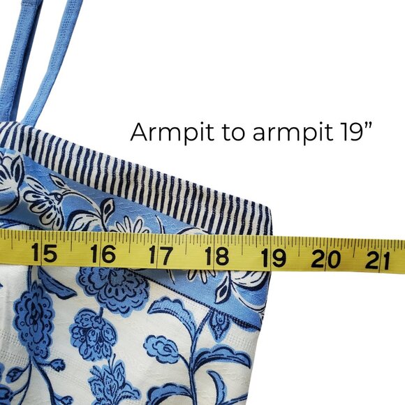 NWT Taylor Toile Square Neck Sleeveless Empire Waist Maxi Dress Blue & White 14 - Picture 12 of 15